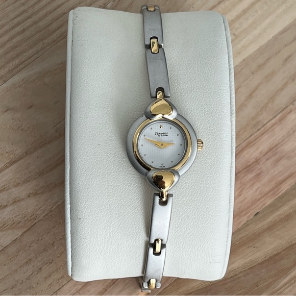 Caravelle by Bulova Ladies Watch Two Tone Hearts and Matte Bracelet White Dial - Picture 3 of 12